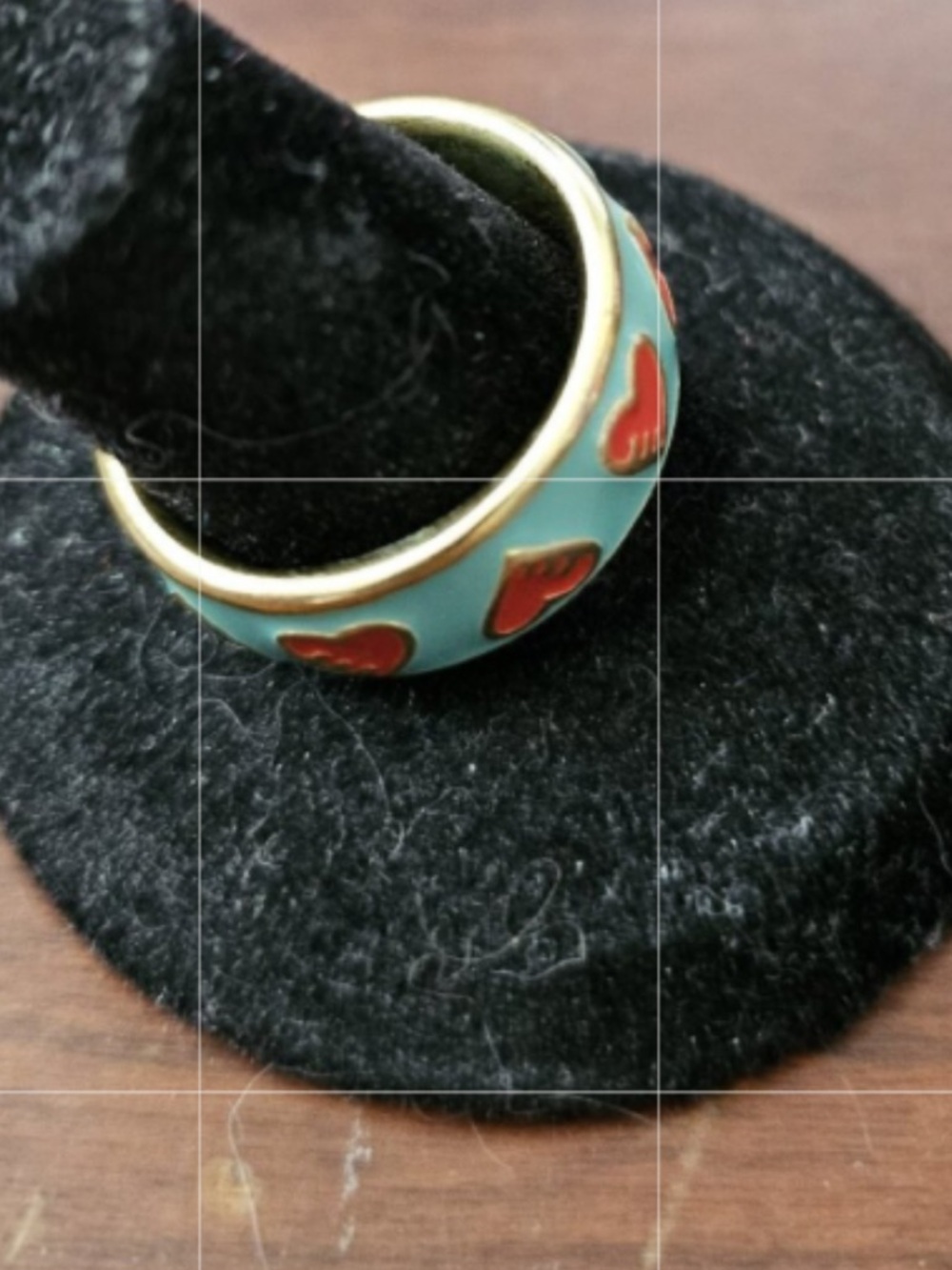 Coach Poppy Ring Gold Tone Enamel Turquoise and Red LIKE NEW - Picture 16 of 16